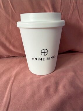 Anine Bing White plastic Travel Cup with Black Logo
